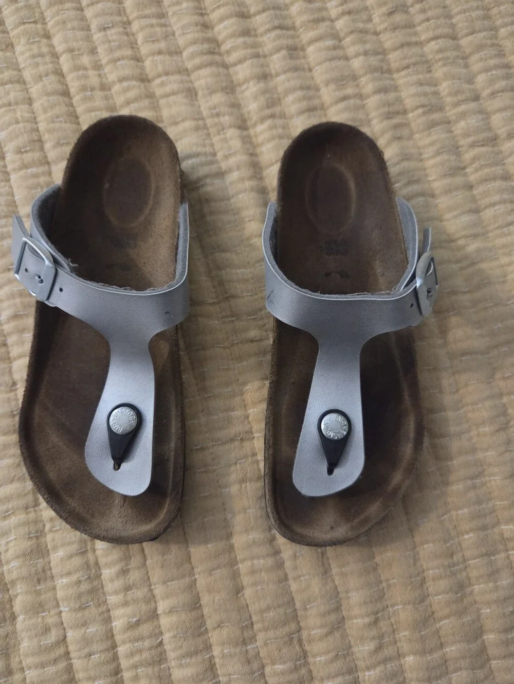 Silver Birkenstock Girls Thong Sandals Sz 32